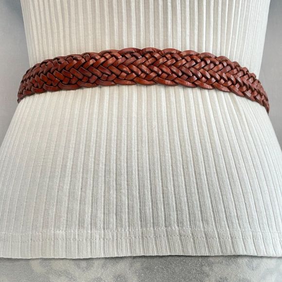 Talbots Belt Womens Medium Waist Braided Cinnamon Brown Genuine Leather - Picture 4 of 12